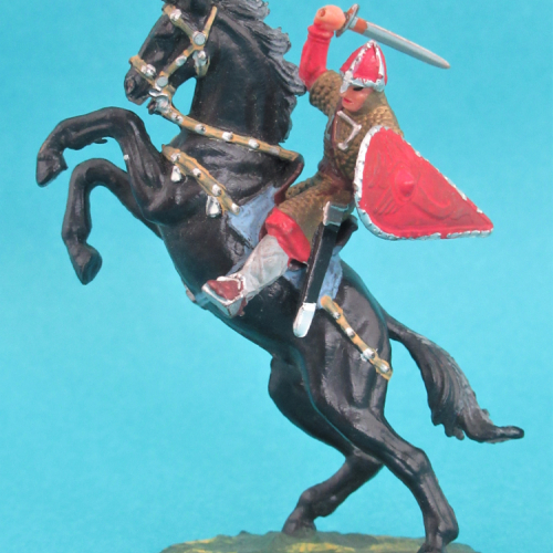 8884 4 Cavalier normand frappant avec épée et bouclier oblong sur cheval 3 (III B).